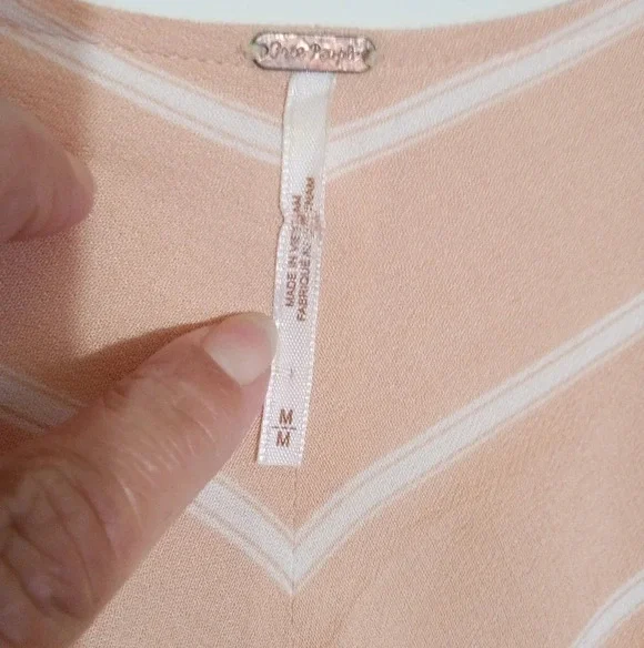 Free People long sleeve vneck button down ruffle peplum top with Chevron pattern - Picture 2 of 6